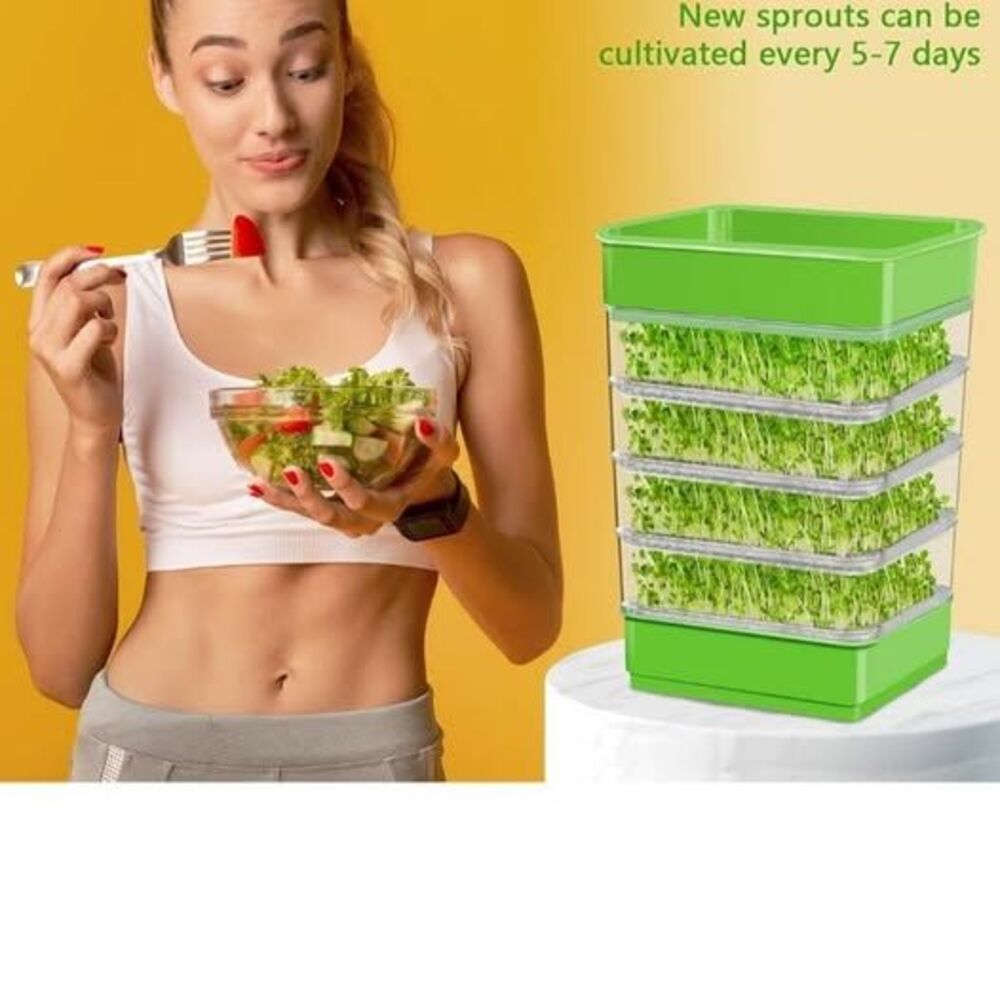 UQM2 Sprouts Growing Kit 2 Available 4 Tier Stackable New Box & Blackout Cover